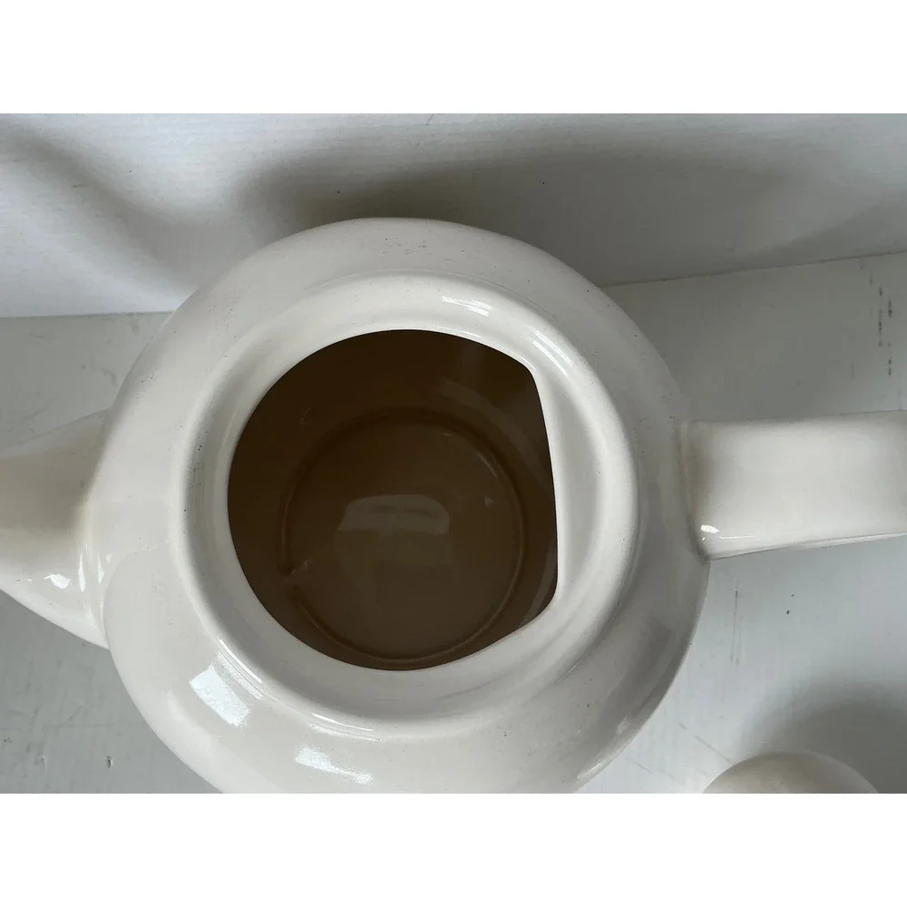 Rae Dunn STEEP Ceramic Teapot Farmhouse Style Cream White Large Tea Pot